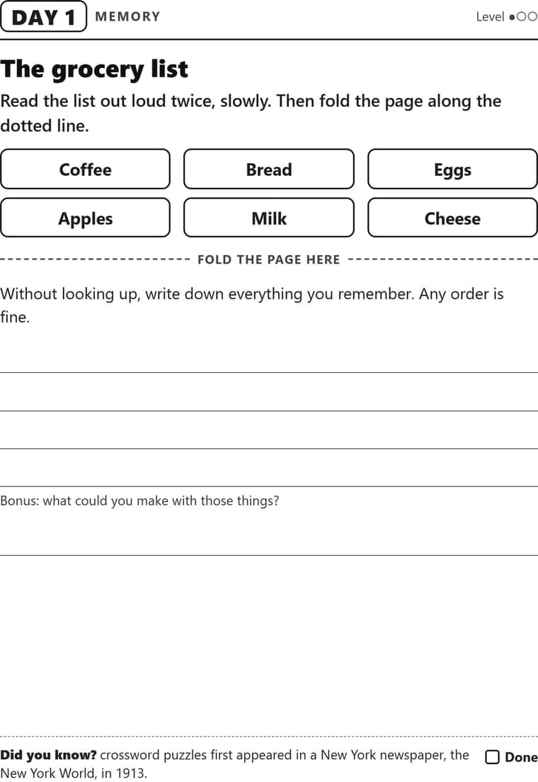 Day 1: The grocery list