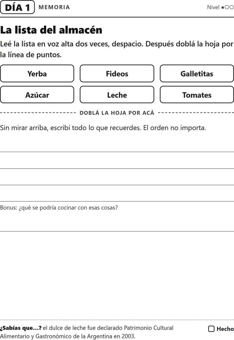 Día 1: La lista del almacén