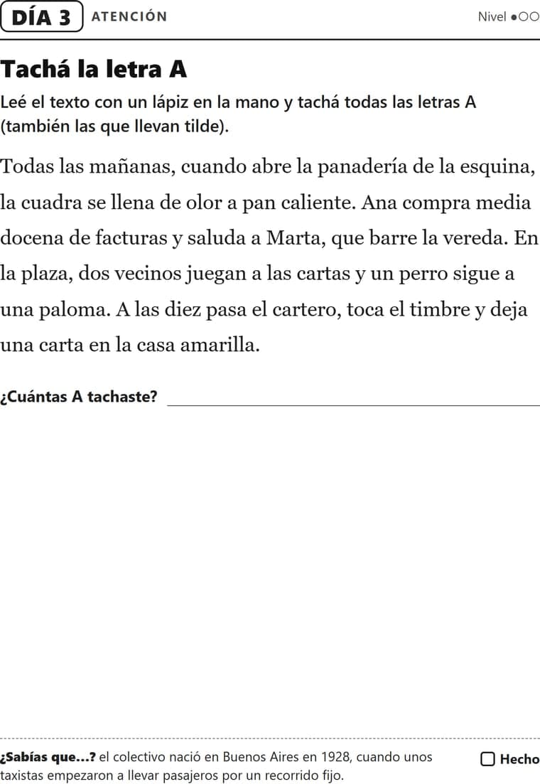 Día 3: Tachá la letra A